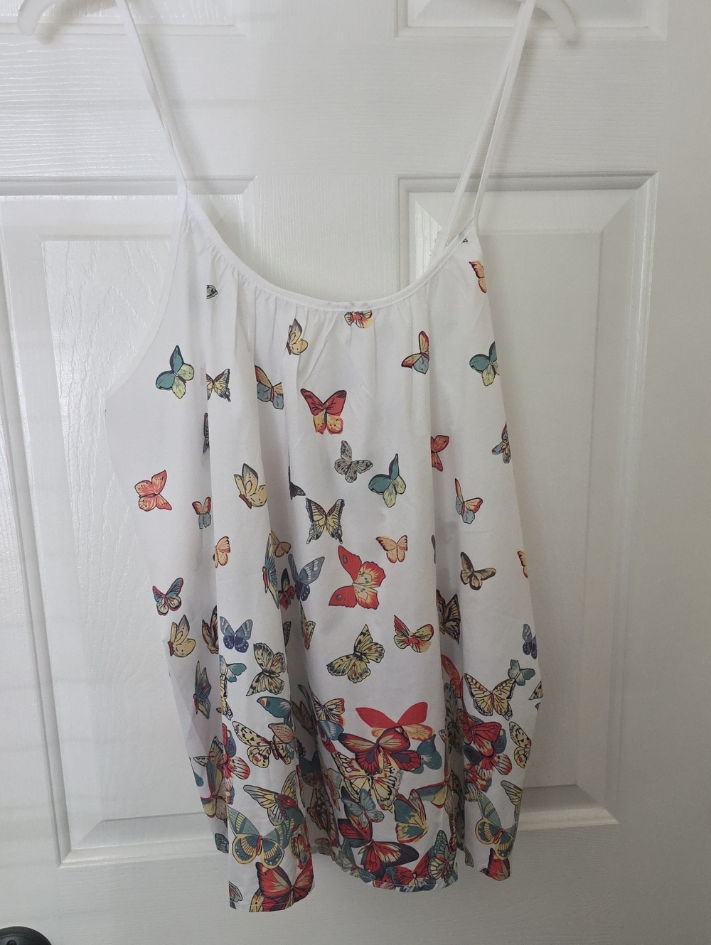Spaghetti Straps Butterfly Print Summer Top